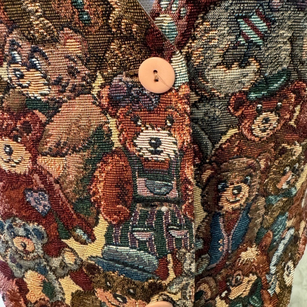 Vest made by Facets covered in Teddy Bears. Size S. Adjustable w/tie. Br… - Picture 3 of 14